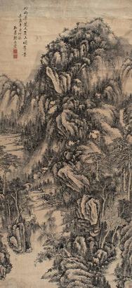 顾嵒 辛酉（1801年）作 夏山图 立轴