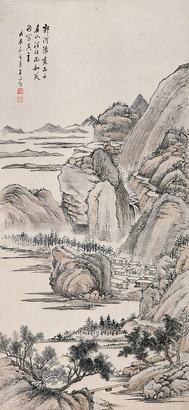 王同愈 戊辰（1928年）作 青山淡冶 立轴