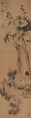 李石君 双鸡图 立轴