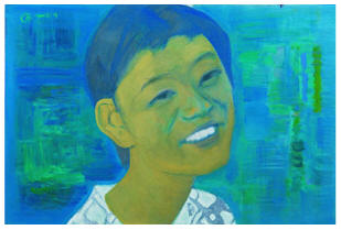 戴士和 2002年作 李娜（27届女子跳台双人冠军）80×120cm