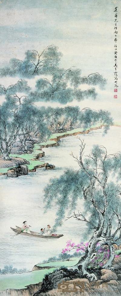 吴青霞 1933年作 听鹂图 立轴 92×40cm