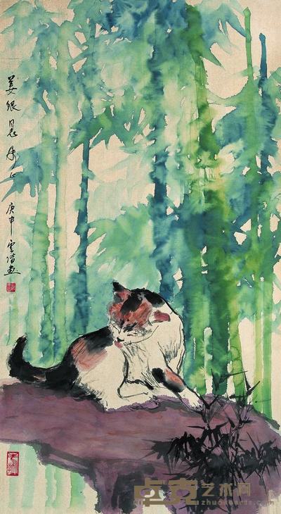 俞云阶 1980年作 林间幽趣 镜心 89×48cm