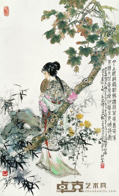 韩敏 1986年作 李清照像 立轴 83×51cm