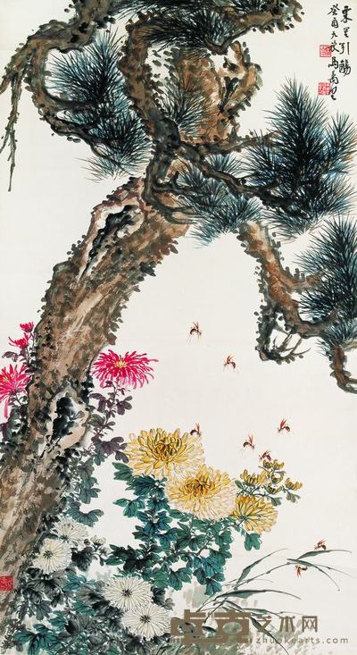 马万里 1933年作 栗里引觞 立轴 147×80cm