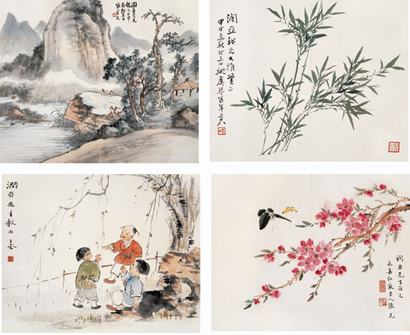 姚虞琴 沈子丞 张炎夫 张光 凌虚 沈觉初 郑石桥 1944年作 山水花卉册 册页（八开）