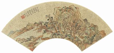 陆治 1541年作 丹枫幽壑 扇面