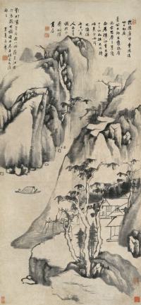 冯景夏 1740年作 清溪泛舟 立轴