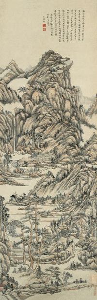 王原祁 1710年作 仿大痴浅峰山水 立轴