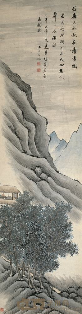 潘恭寿 1781年作 仿唐六如秋夜读书图 立轴 181×47cm