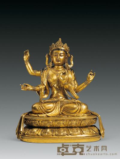 清 四臂文殊菩萨 23×27cm