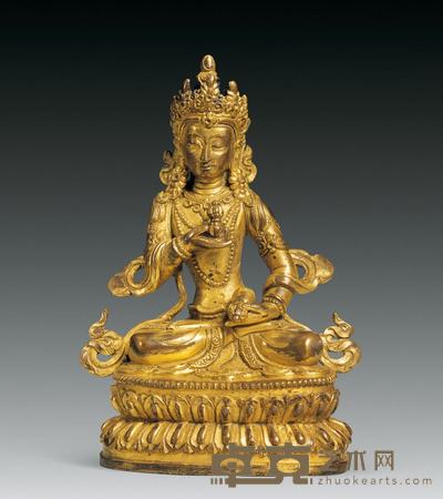 清 金铜萨埵 7.5×12.5cm