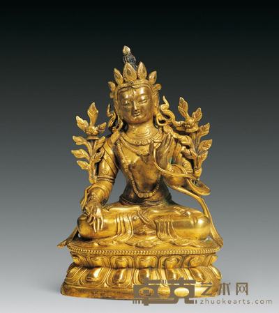 清 绿度母像 7.5×11.5cm