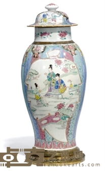 A CHINESE ORMULU-MOUNTED FAMILLE ROSE VASE AND COVER 48.2cm