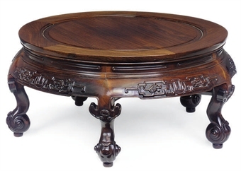 A CHINESE HARDWOOD CIRCULAR OCCASIONAL TABLE
