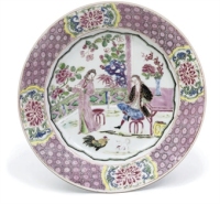 A Chinese famille rose European subject plate