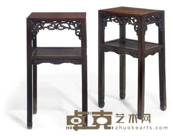 A PAIR OF CHINESE HARDWOOD PLANT STANDS 