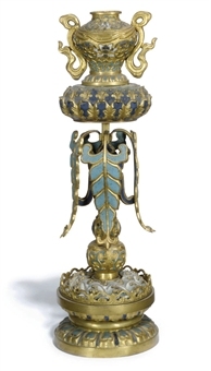 A CHINESE ENAMEL AND GILT METAL CENSER