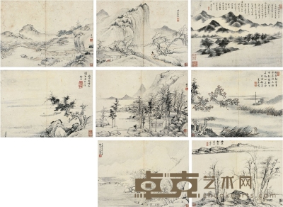 高 簡（1634～1707）鈕 貞［清］等山水冊 22×29.5cm×8