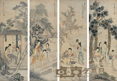 吳輔卿［清］ 仕女 82×28.5cm×4