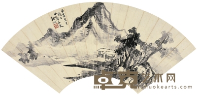 錢 松（1818～1860） 溪山小築圖 18×48cm