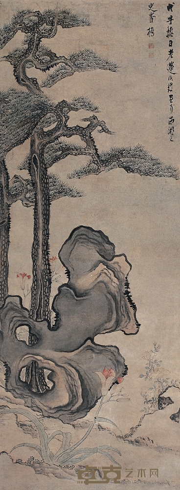 陳洪綬（1598～1652） 松石圖 207×78cm