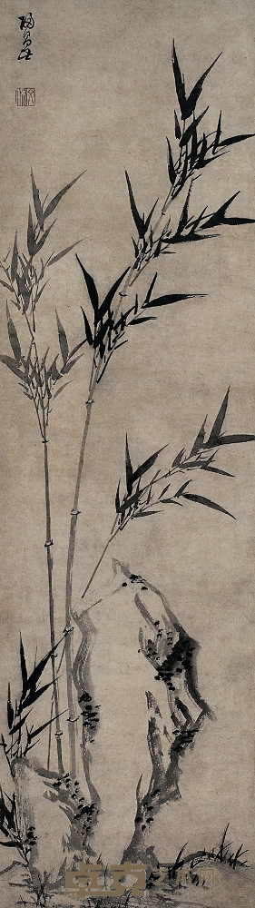 歸昌世（1574～1645） 竹石圖 101.5×28.5cm