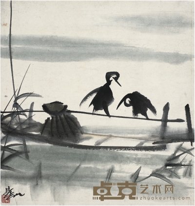 林風眠（1900～1991） 魚鷹圖 35.5×33.5cm