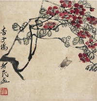 齊白石（1863～1957） 杏花天蛾圖