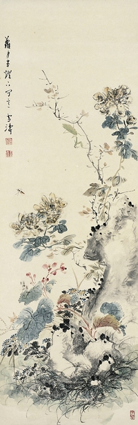 王雪濤（1903～1982） 秋蟲菊石圖