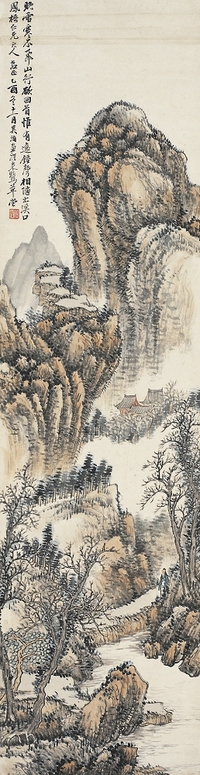 吳 滔（1840～1895） 溪山晚鐘圖