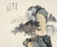 溥 儒（1896～1963） 疏林夕照圖