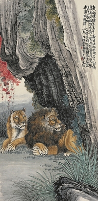 朱文侯（1895～1961） 雙獅圖