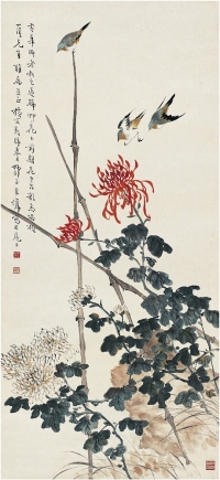 王 偉（1885～1953） 歌鳥踏枝圖