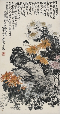 謝公展（1885～1940）秋菊雙蝶圖