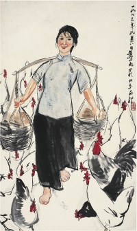 黃 胄（1925～1997）養雞圖