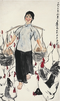 黃 胄（1925～1997）養雞圖