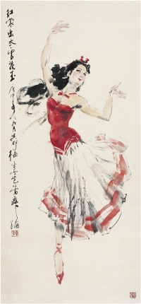 顏梅華（1927～ ） 紅裳出水圖