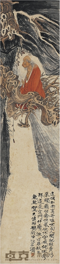賀天健（1891～1977） 鳥窠禪師圖 136×31.5cm