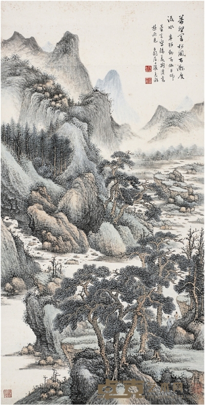 張石園（1899～1959） 萬壑松風圖 105×53cm