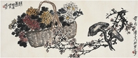 諸樂三（1902～1984） 靈芝梅菊圖