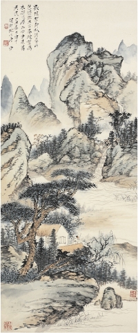 唐 雲（1910～1993） 溪山策杖圖