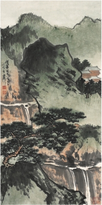 謝稚柳（1910～1997） 蒼翠松泉圖