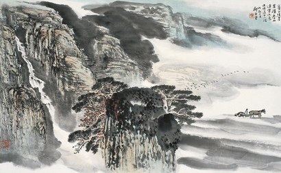 郑百重 戊辰（1988年）作 山水 镜心