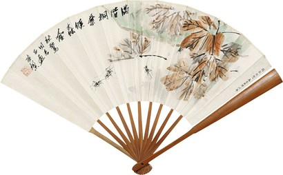 张继馨 李饮水 秋声 书法 成扇