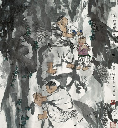 聂鸥 辛未（1991年）作 人物 立轴