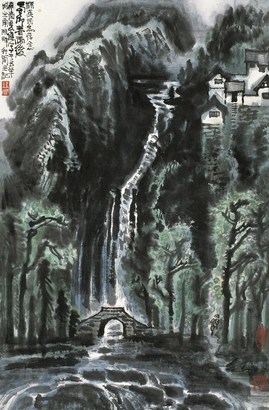 李行简 辛酉（1981年）作 蜀乡春雨后 镜心