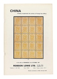 L 1967年10月4日英国伦敦Robson Lowe公司举办珍罕华邮拍卖目录