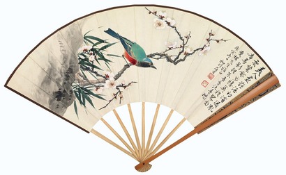 陆抑非 杨天骥 梅竹翠禽 金陵杂诗 成扇