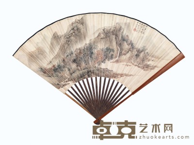 朱昂之 书画合璧扇 成扇 21.8×59cm