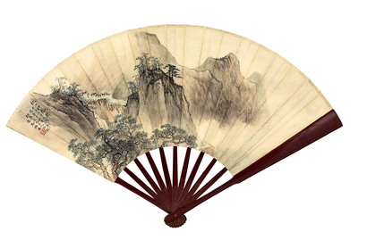 马骀 黄涛 1924年作 秋山行旅 清人诗二首 成扇